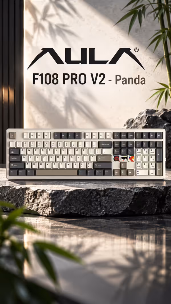 AULA F108 PRO V2 Wireless Mechanical Keyboard - Black/Grey/White