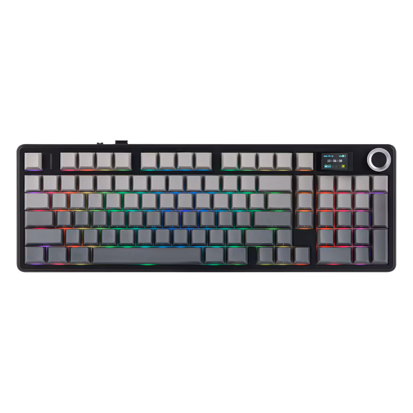 AULA F99 Max keyboard with RGB on, screen and knob
