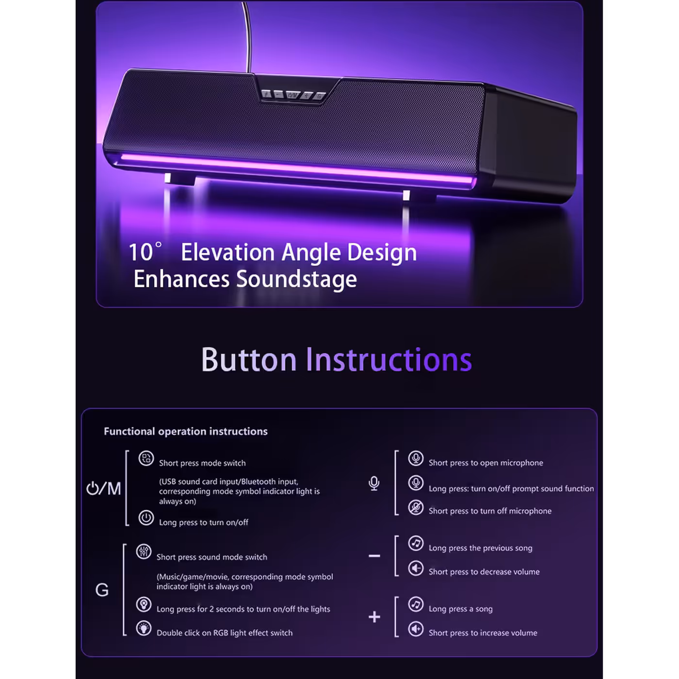 AULA GS6 Pro tilted on its feet with the button guide