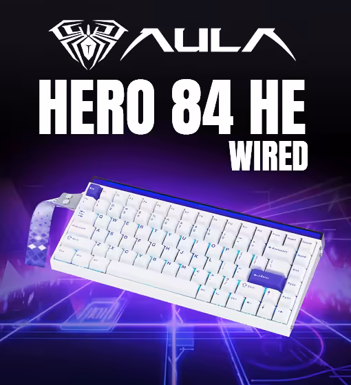 AULA HERO 84 HE Wired Magnetic Gaming Keyboard - White/Purple