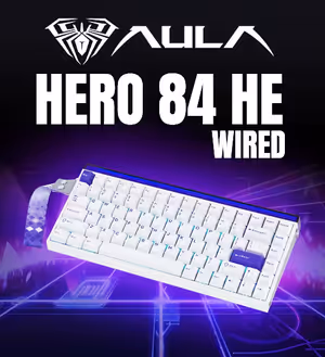 AULA HERO 84 HE Wired Magnetic Gaming Keyboard - White/Purple