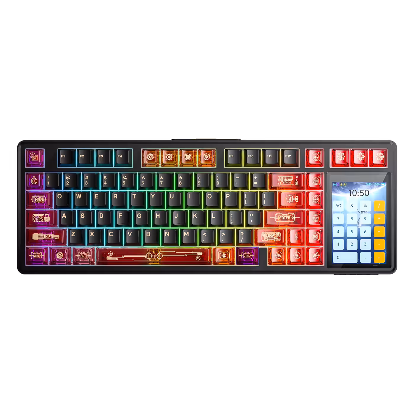 AULA L99 keyboard in red/black with its touchscreen