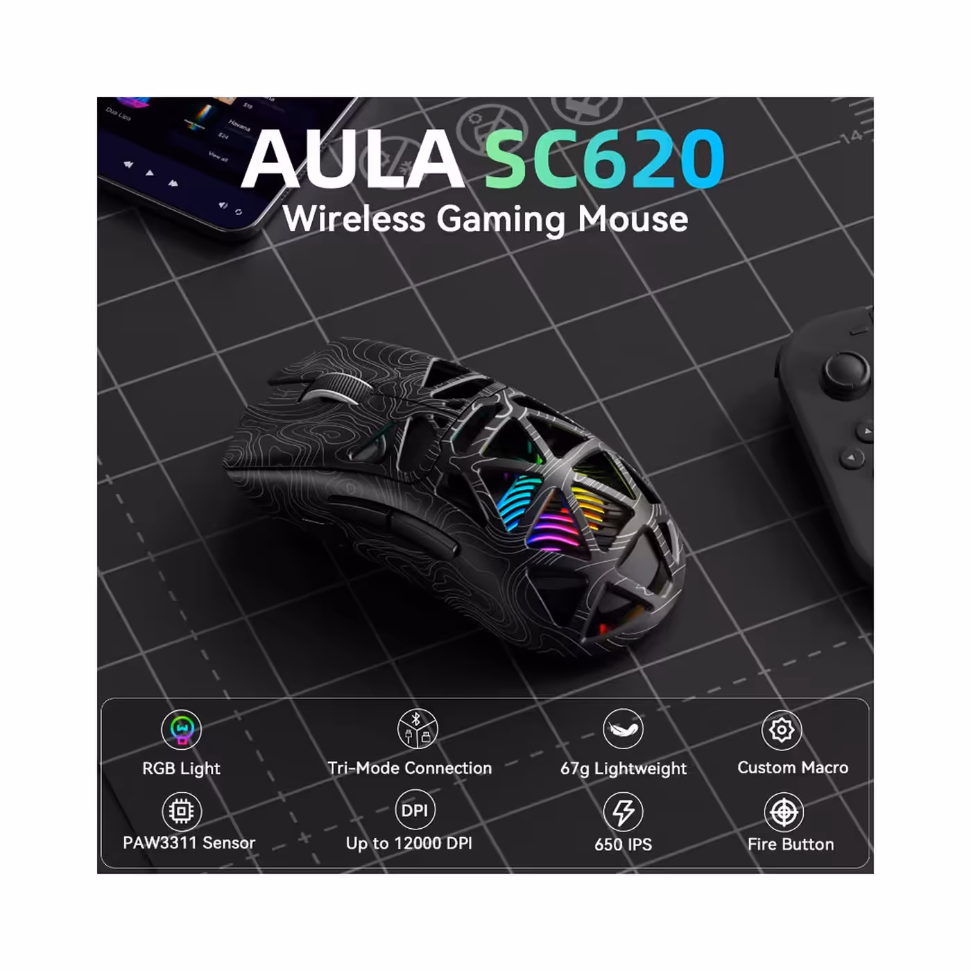 AULA card listing SC620 features
