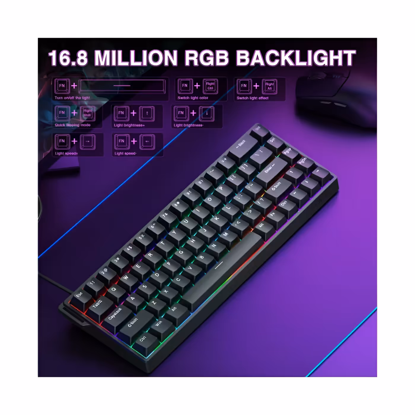 AULA WIN68 HE with RGB lighting on