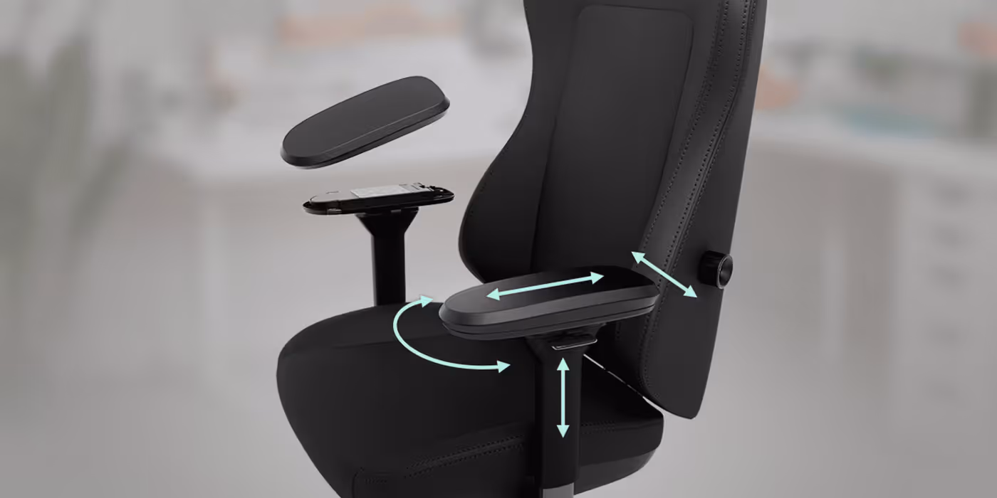 4D armrest system featuring multiple directions of adjustability