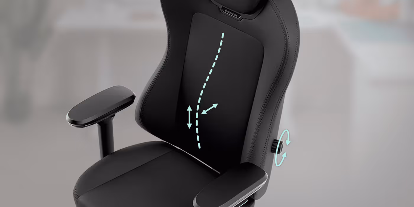 Built-in 4-way lumbar support system for spinal curvature adjustment