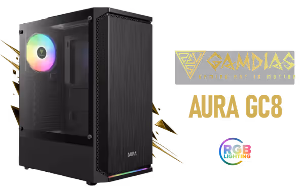 Gamdias Aura GC8 Tempered Glass Gaming Case - Black - image 1 Gamdias Aura GC8 Tempered Glass Gaming Case - Black - image 1