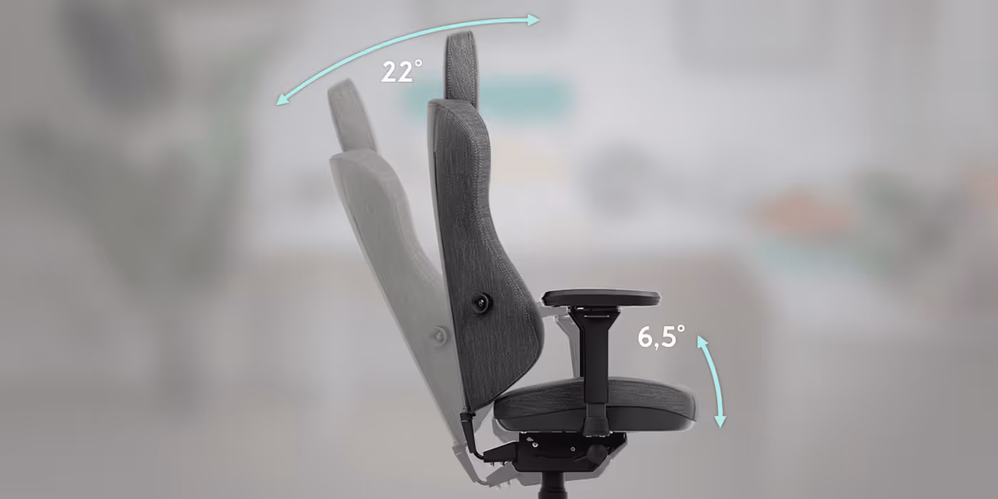 Mechanism of the AURA TX showing the synchronized tilt function for ergonomic support