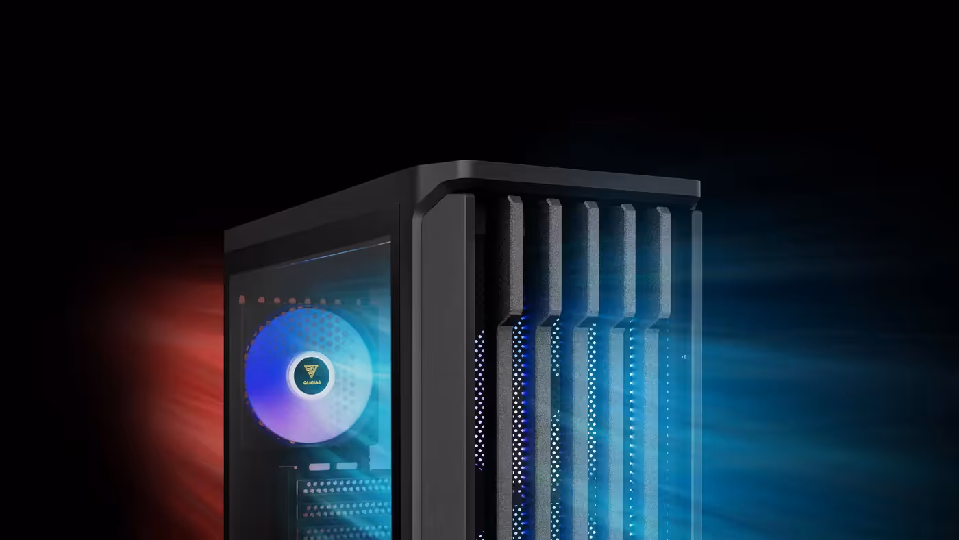 AURA GC11 ARGB front mesh panel and cooling fans
