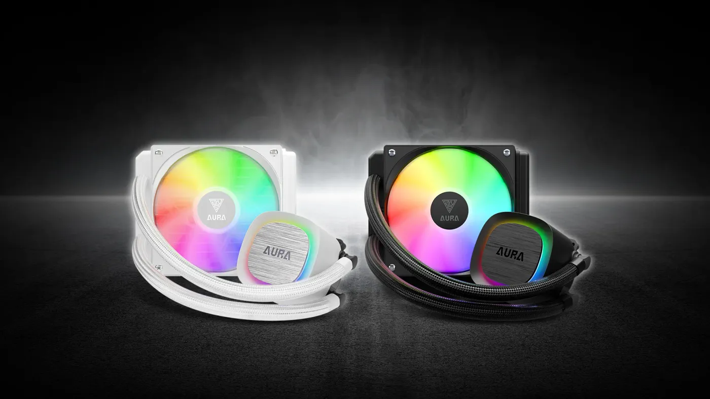 AURA GL120 V2 ARGB liquid cooler with high-performance motor and copper base