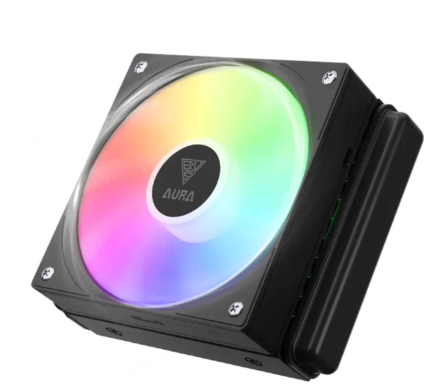 Upgraded PWM fan displaying 1800 RPM speed and ARGB lighting effects