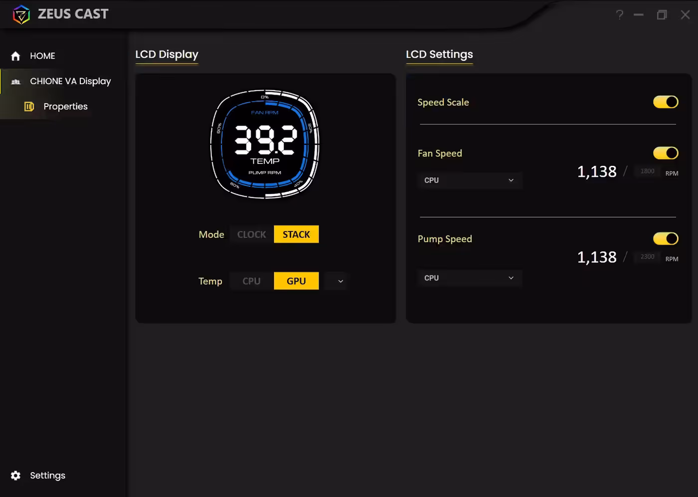 ZEUS CAST software interface for real-time cooling system monitoring