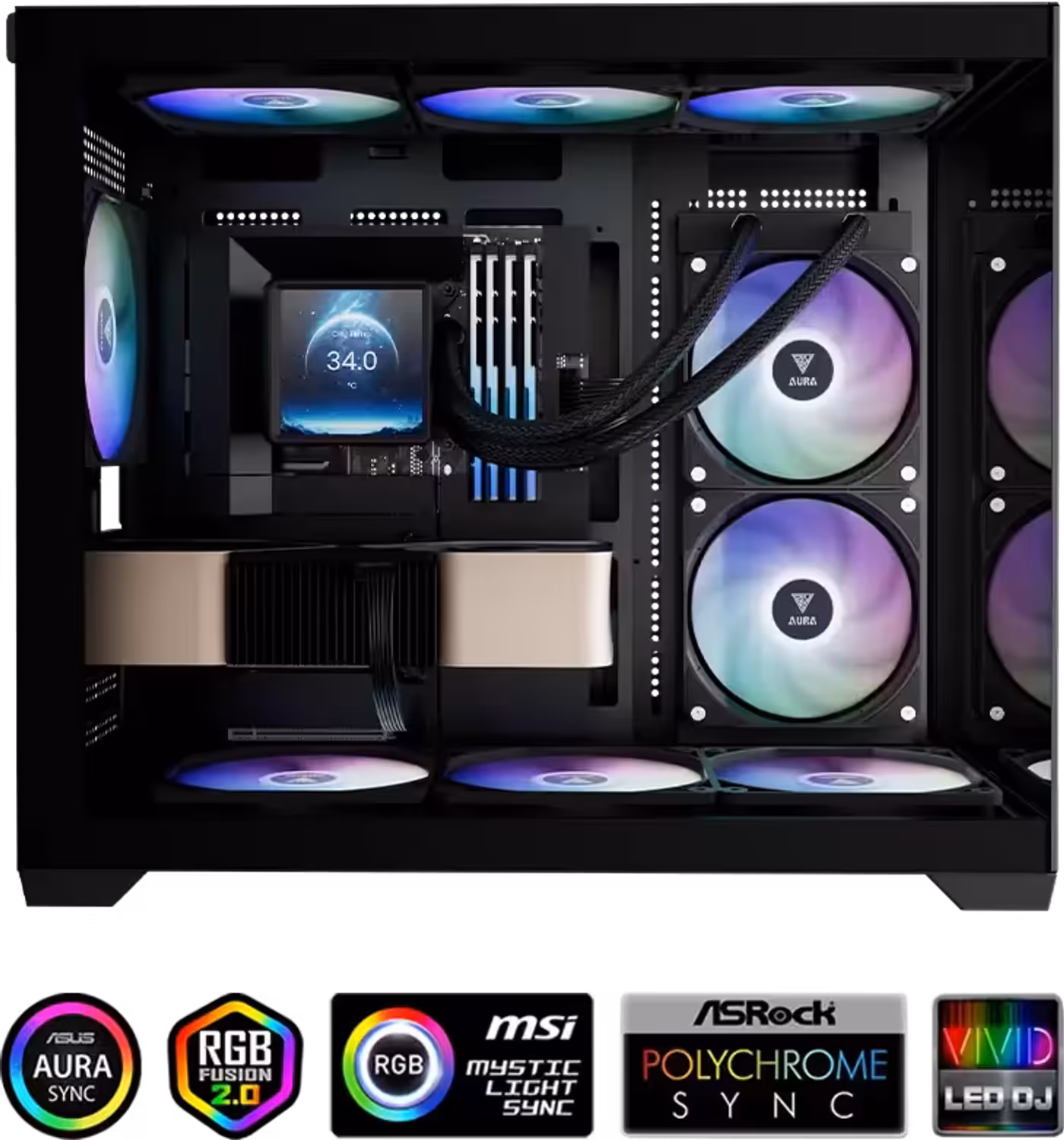 Addressable RGB lighting synced with motherboard connectivity
