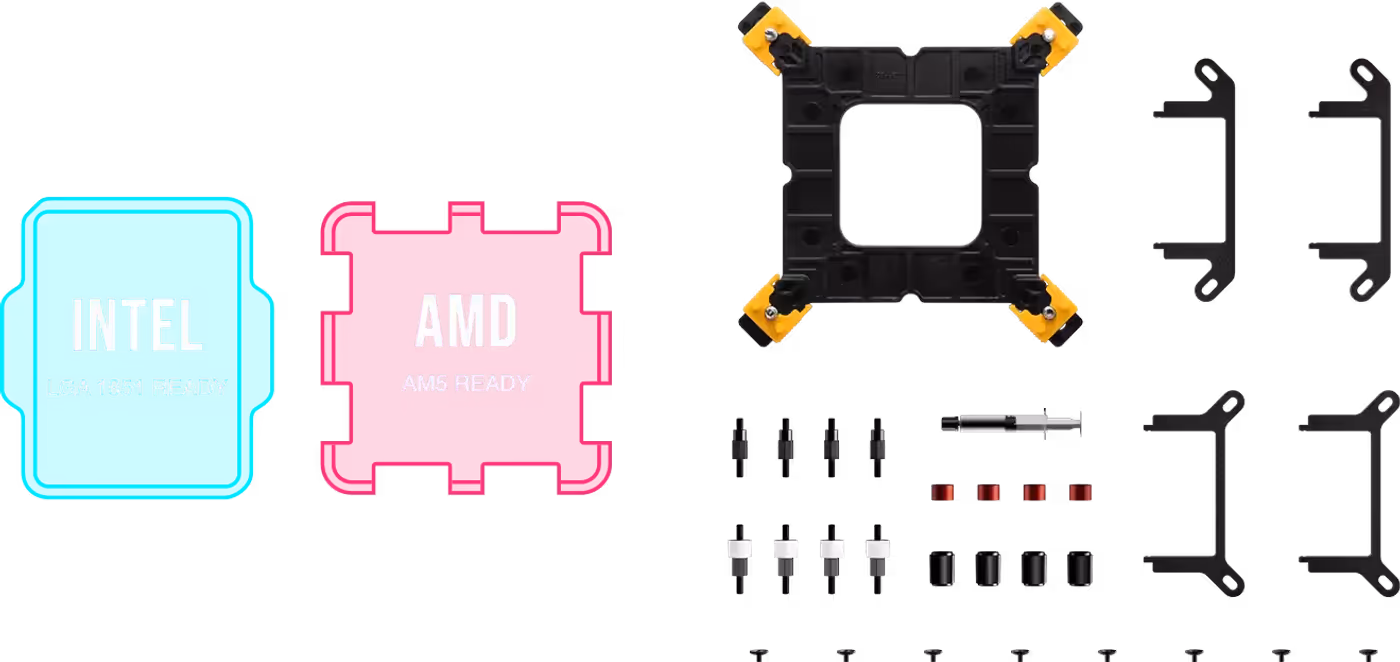 Universal mounting kit for Intel and AMD socket compatibility
