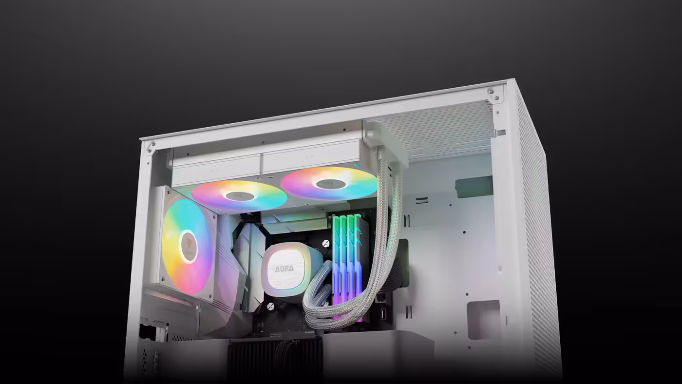Sleek pump head design with brushed plating and indirect ARGB lighting