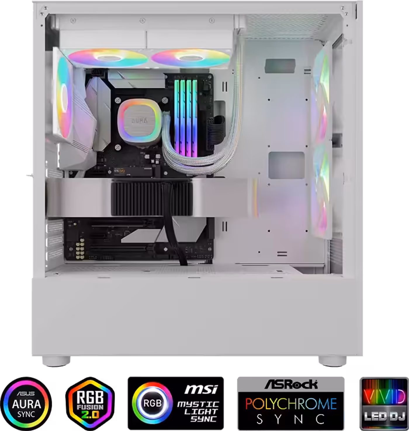 Addressable RGB lighting controlled via motherboard sync or external switch