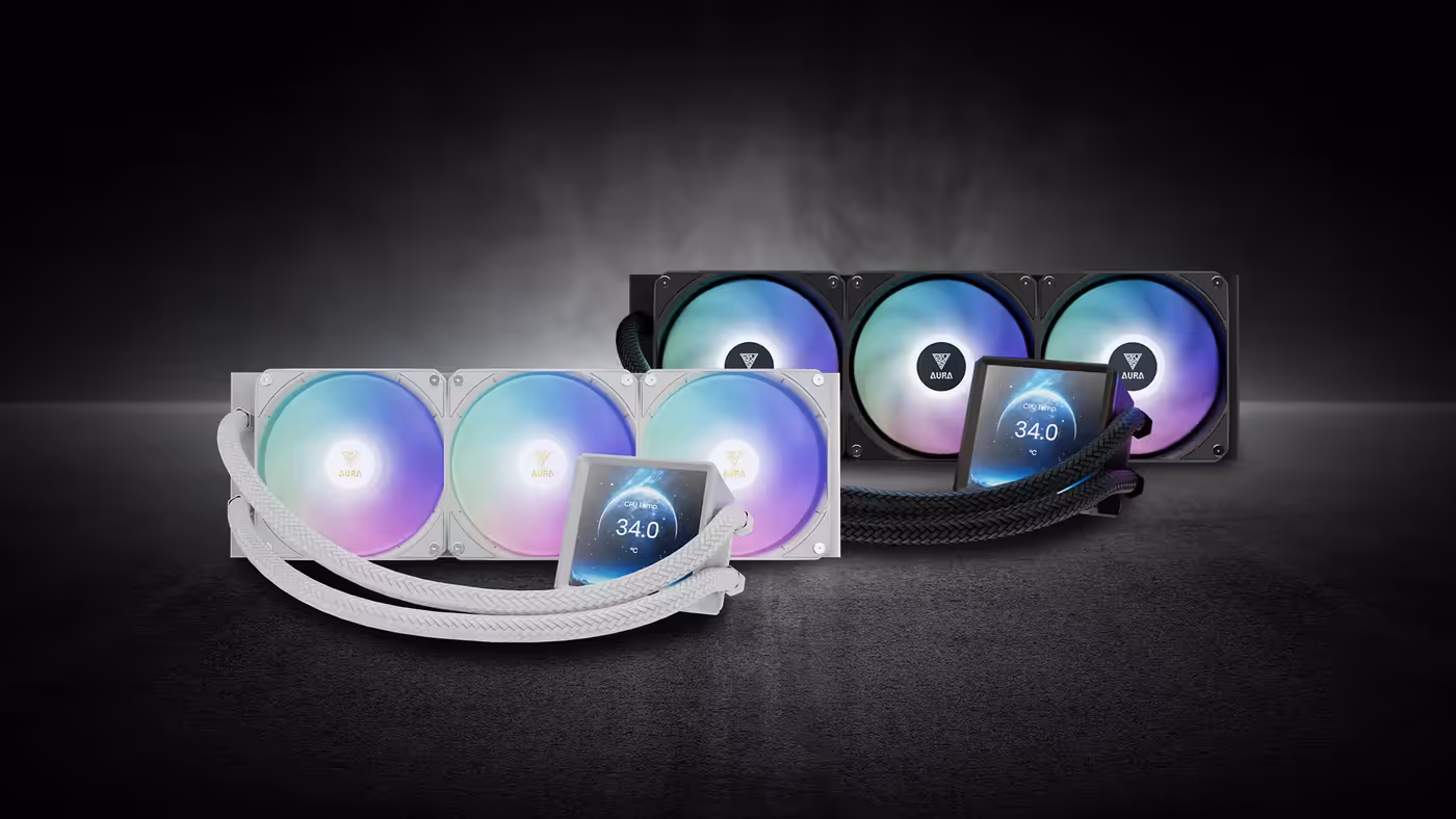AURA GL360 LCD WH ARGB liquid cooler with integrated IPS display