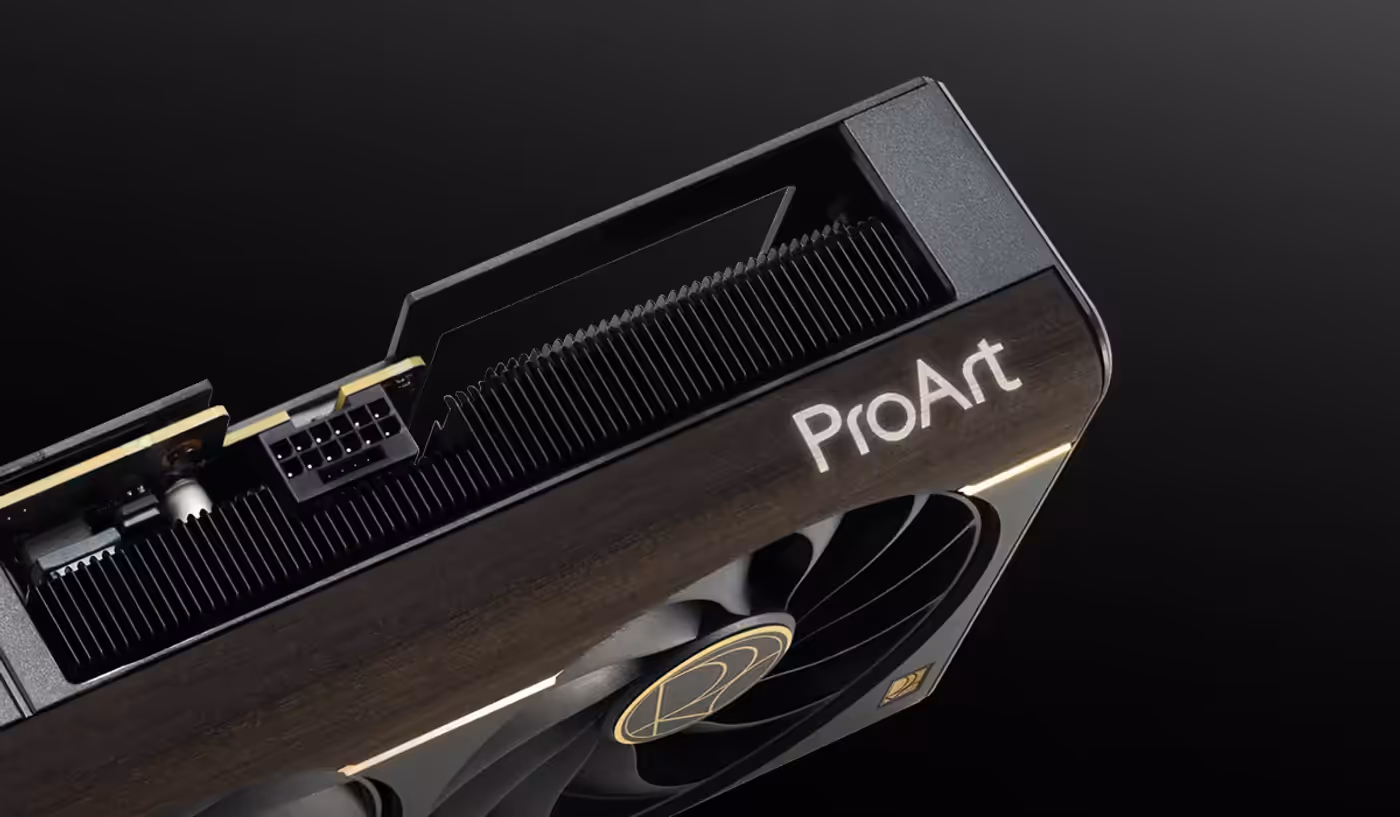 ProArt graphics card featuring customizable Aura Sync RGB lighting effects