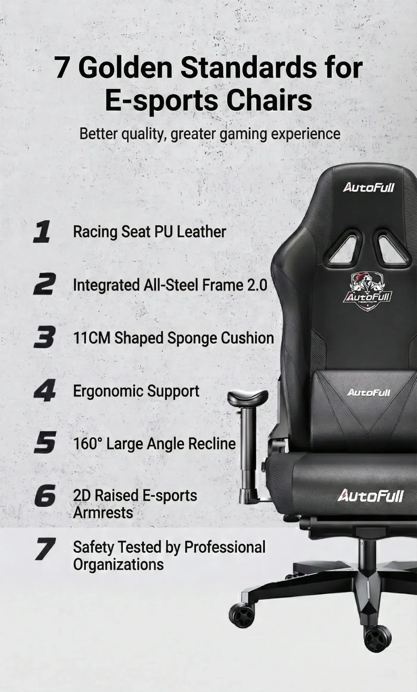 Racing-style PU leather upholstery detail on the AutoFull C3 Essential