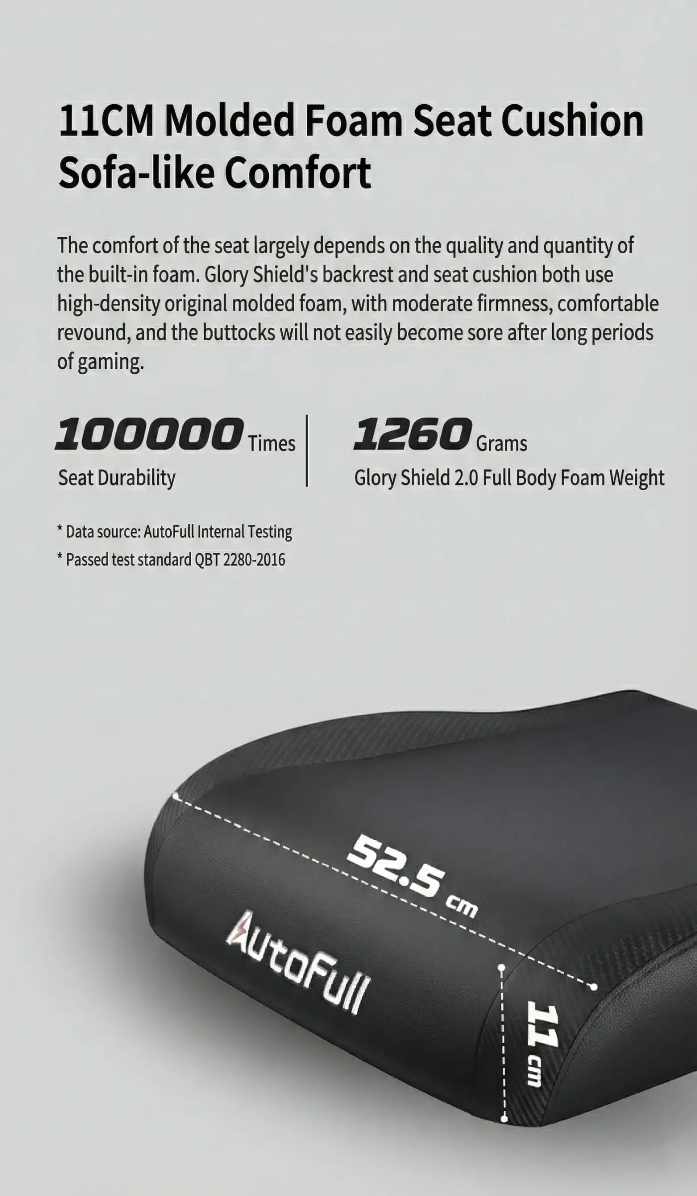 Thick moulded foam seat cushion of the AutoFull C3 Essential