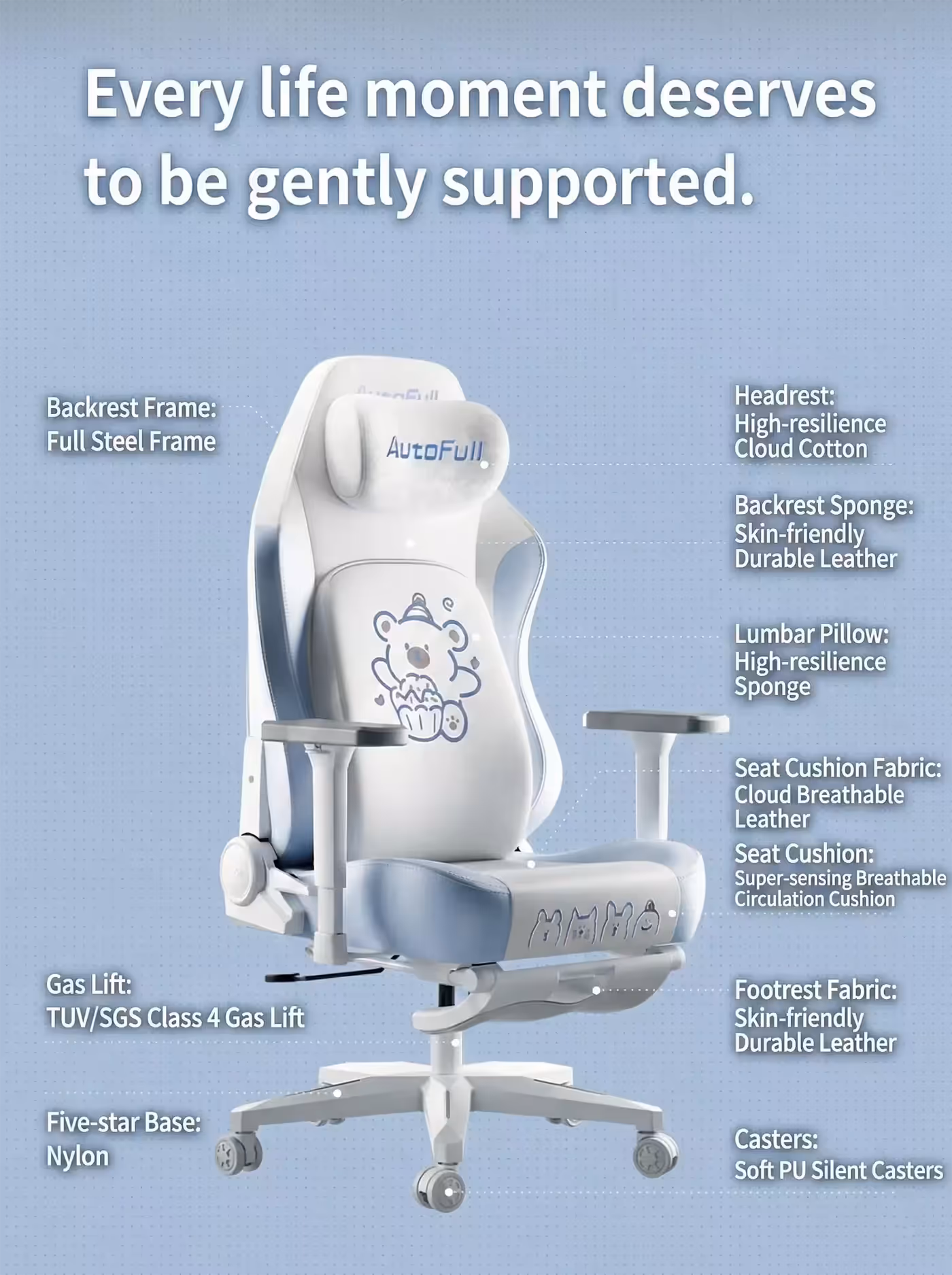 AutoFull C3 Pro womens gaming chair at a desk setup