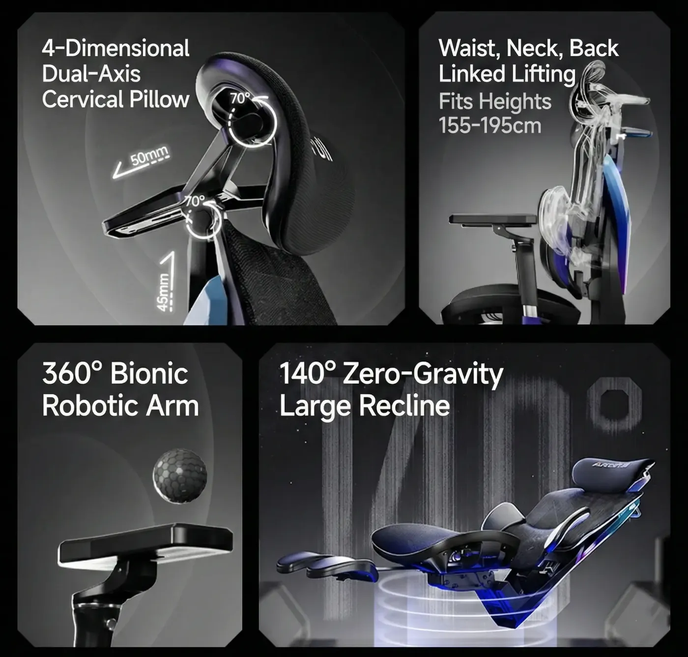 Auto-balanced weight-adaptive recline mechanism under the AutoFull G7 seat