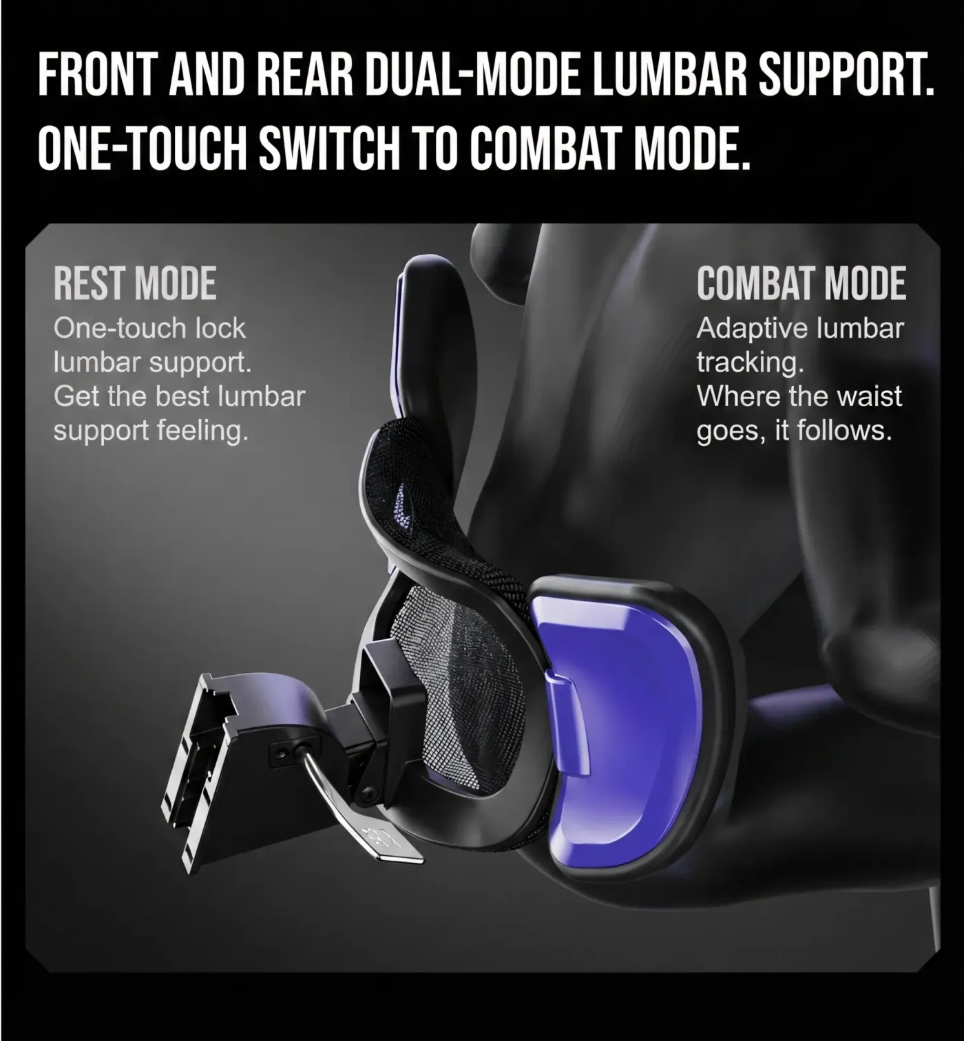 AutoFull G7 backrest raised to show its lift adjustment range