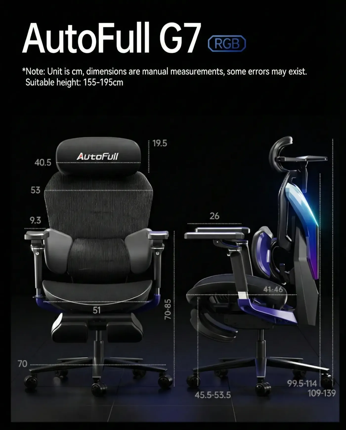Moving components of the AutoFull G7 including recline mechanism and casters