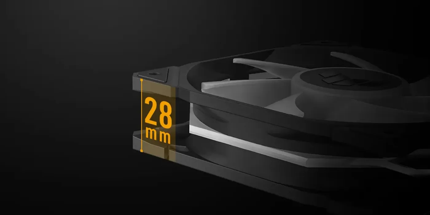 Fan with 28mm thick frame for enhanced cooling performance