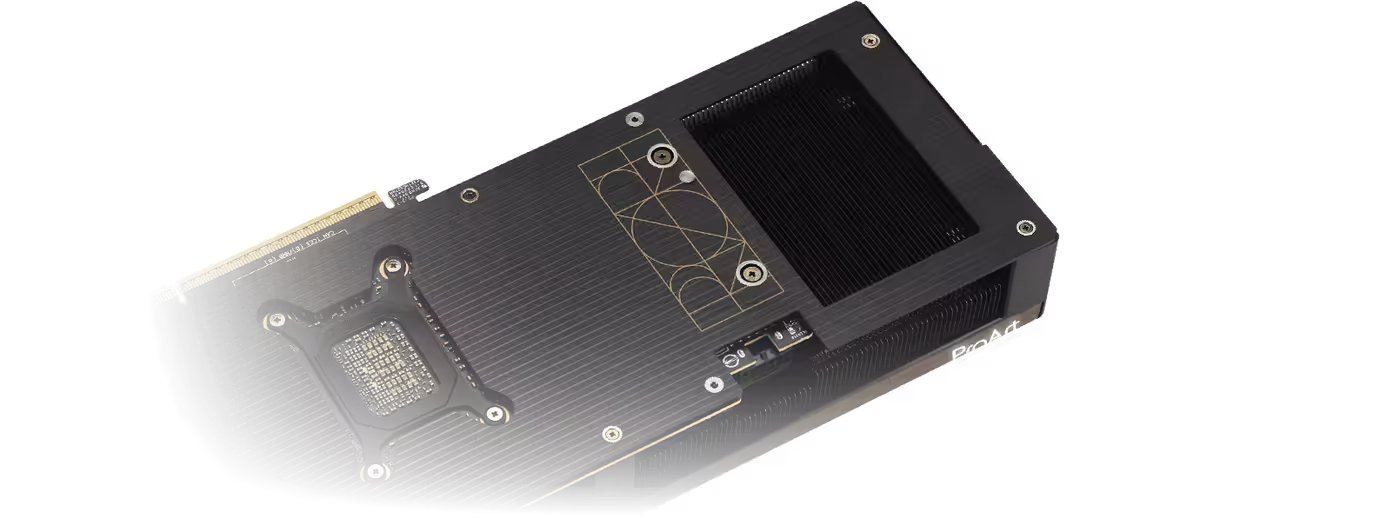Rear Panel with big vented space of ProArt GeForce RTX 5080 card