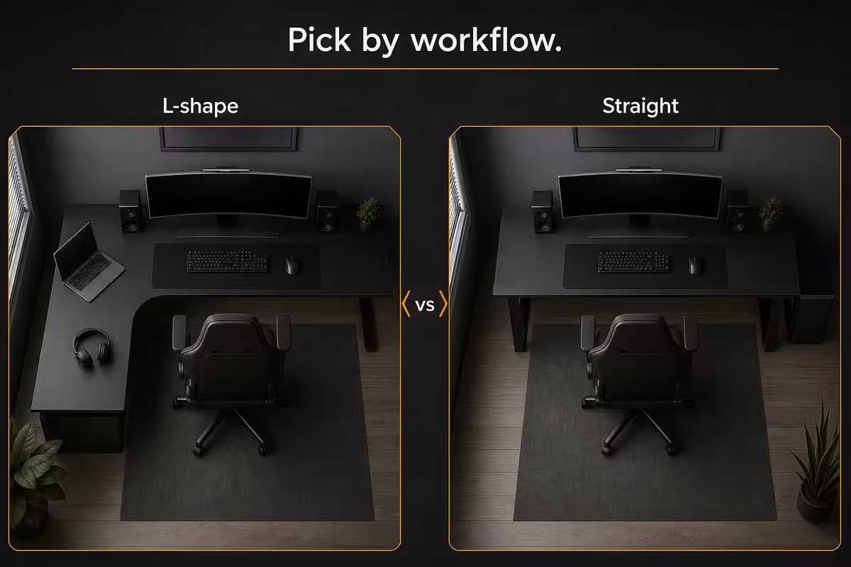 L-shape vs straight desk - pick by workflow