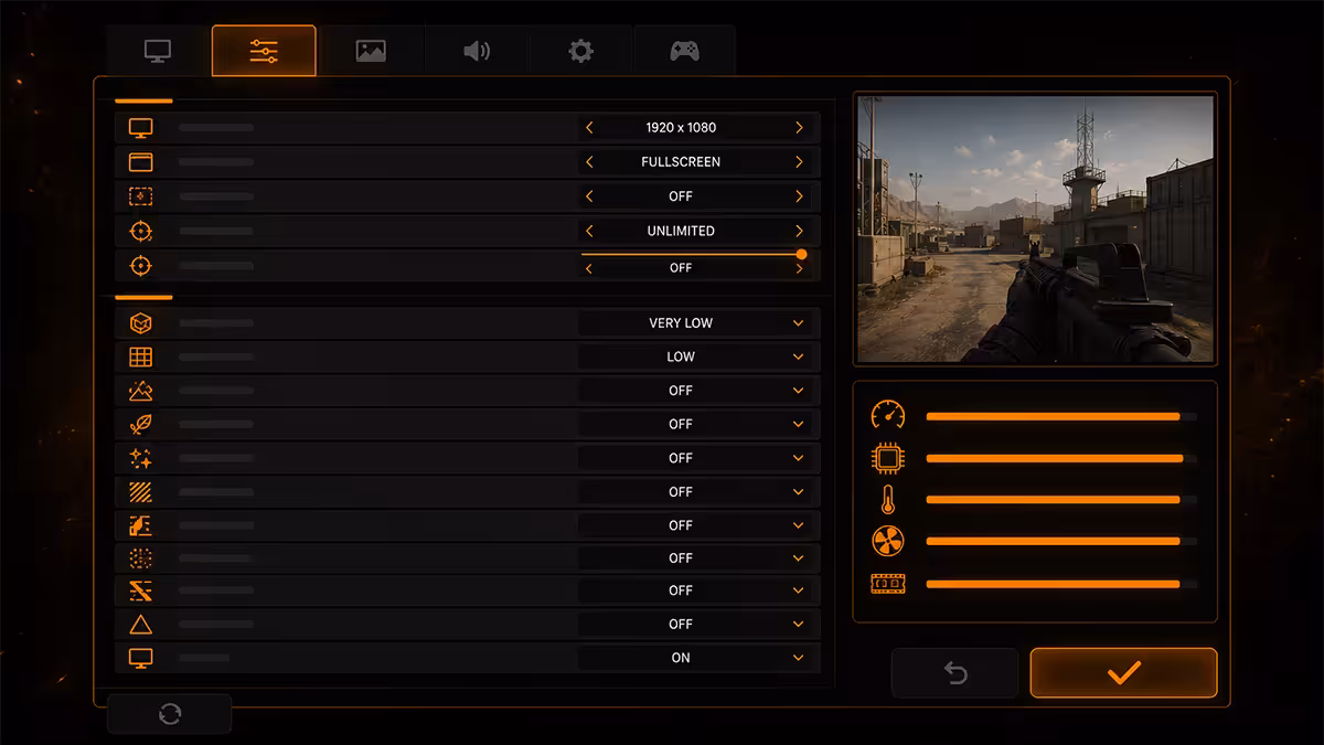 Best in-game settings for FPS