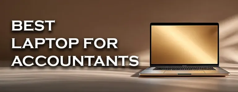 Business laptop set up for accounting work with an external monitor