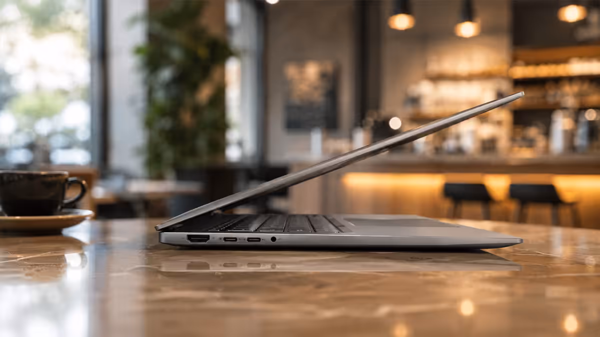 ASUS ZenBook A14 thin profile shot