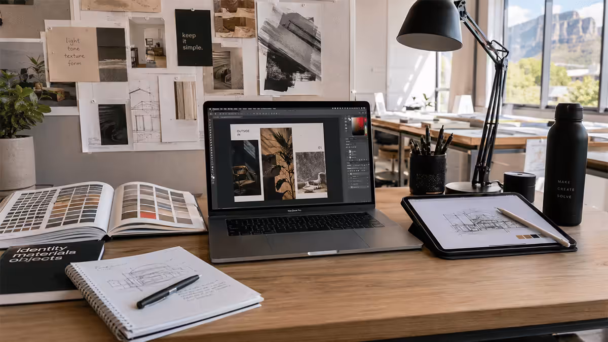 SA design studio with MacBook Pro