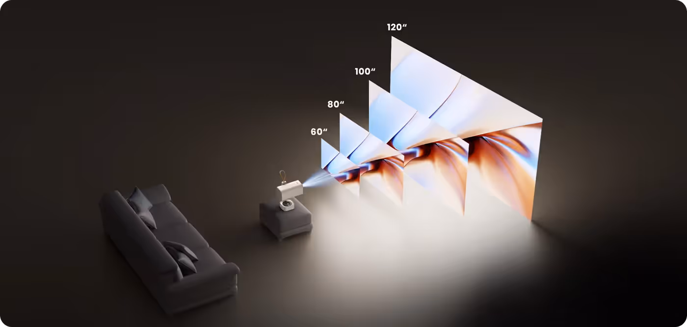 Short-throw projection capability of the T1 Pro projector