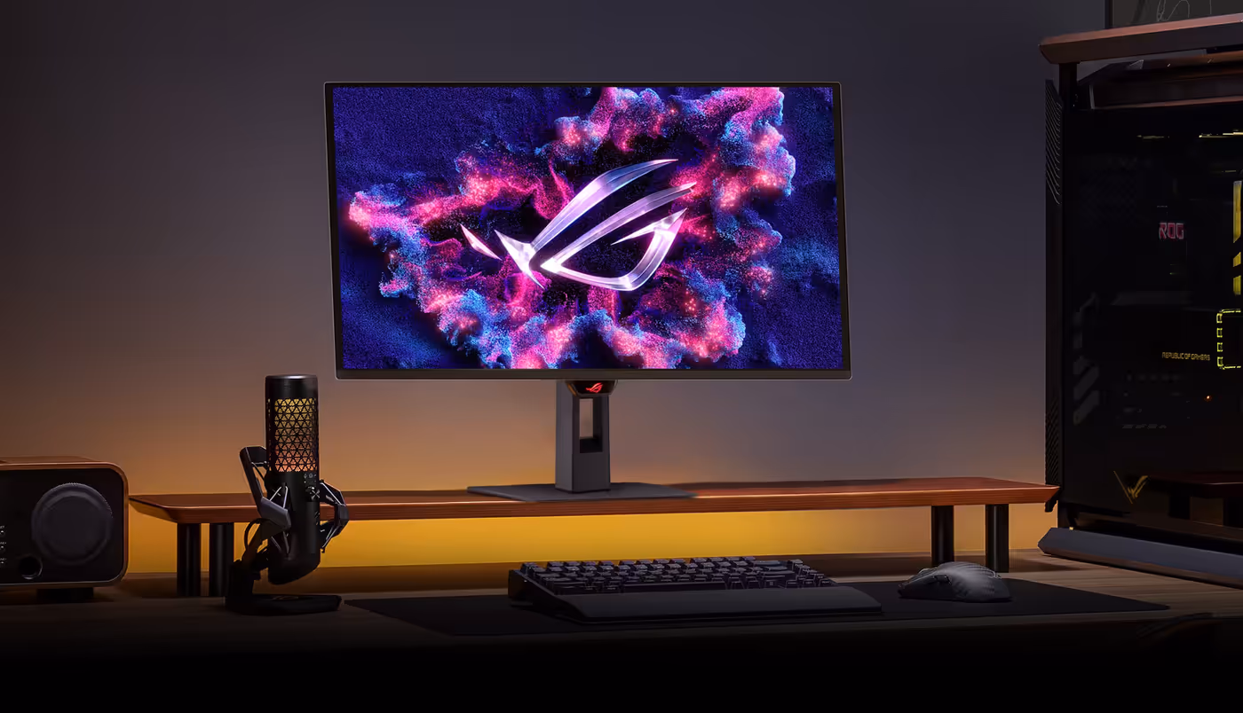 ROG Strix OLED XG27AQDPG on a screen stand