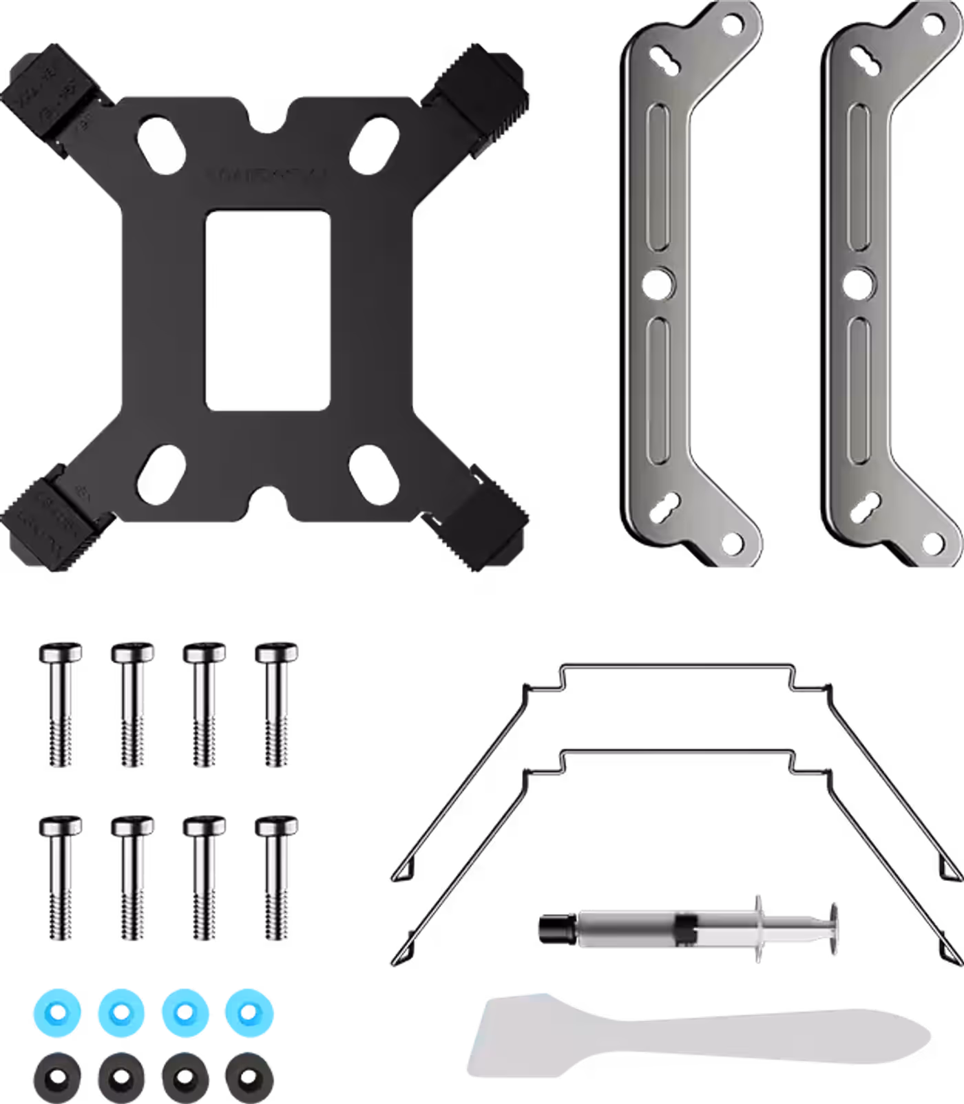 Universal mounting hardware for Intel and AMD processor compatibility