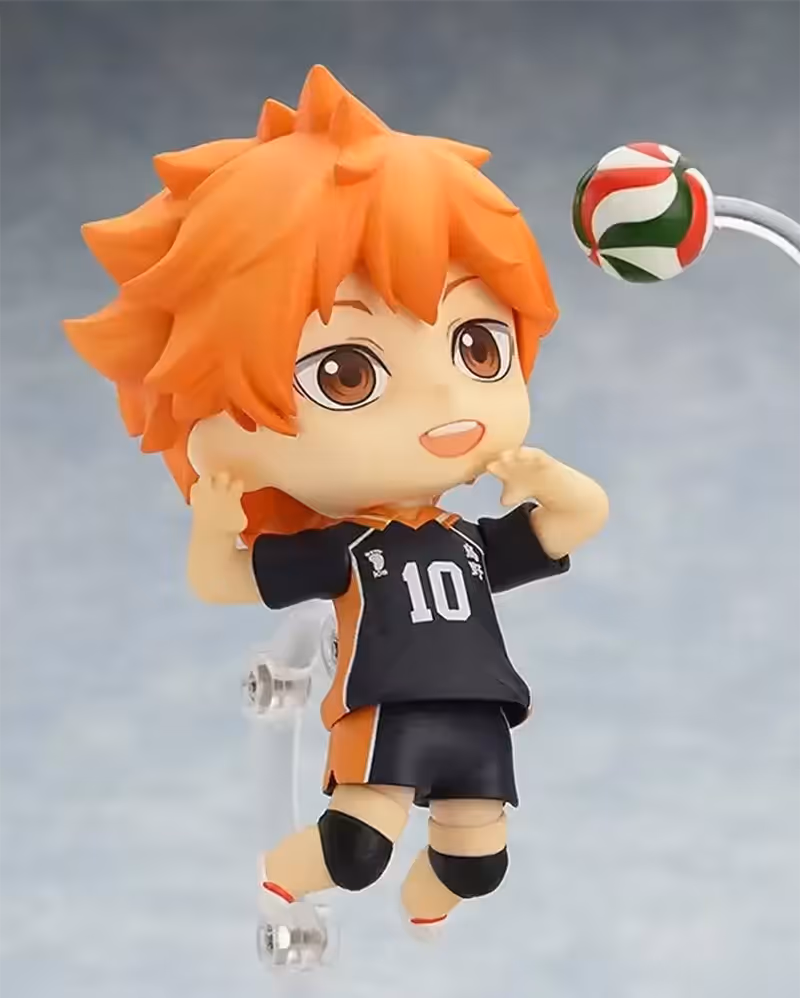 Haikyu!! Nendoroid figures displayed on the volleyball court-themed base