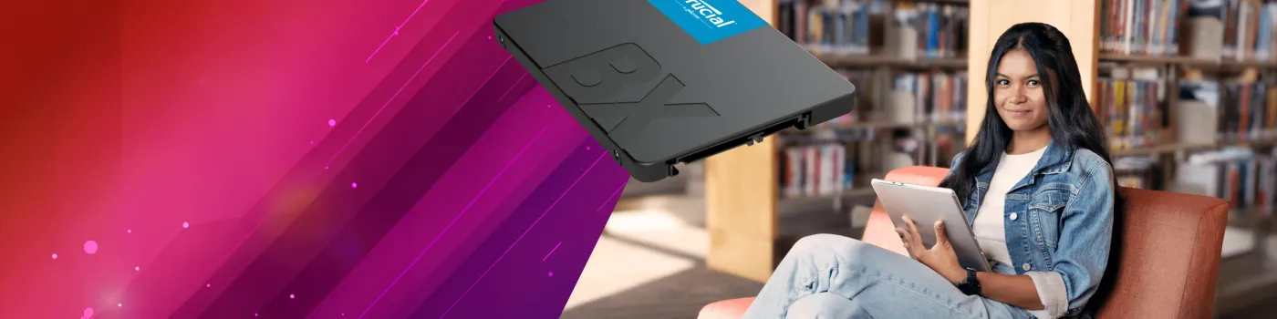 Crucial BX500 SATA SSD product featuring essential drive upgrade technology