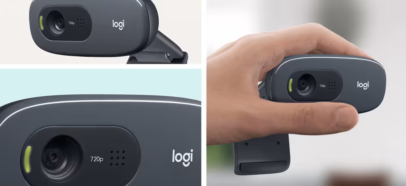 C270 HD Webcam product overview showing widescreen video call capability