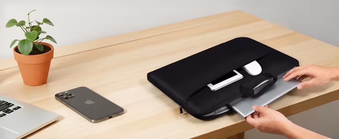 Protective case showing soft flannel interior and shock-absorbing edge
