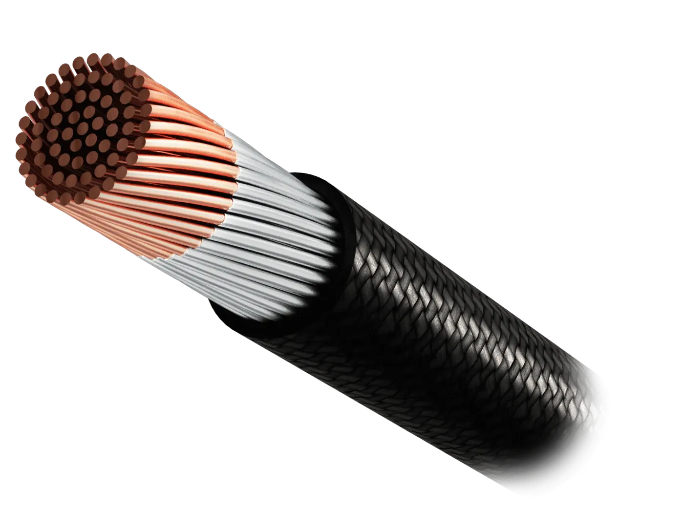 Cross-section of a cable showing solid core copper wire, tin-plated layer, and etched cable jacket