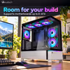 Evetech Reeve WS462B ARGB Mid-Tower Case — Silver, 6 ARGB Fans - image 3