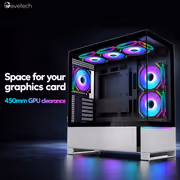 Evetech Reeve WS462B ARGB Mid-Tower Case — Silver, 6 ARGB Fans - image 4
