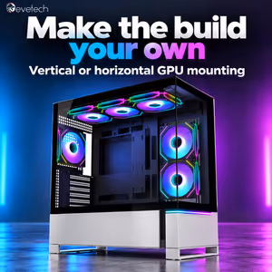 Evetech Reeve WS462B ARGB Mid-Tower Case — Silver, 6 ARGB Fans - image 6
