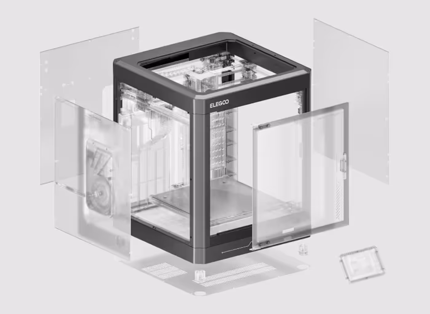 Die-cast aluminum frame providing stability during high-speed printing