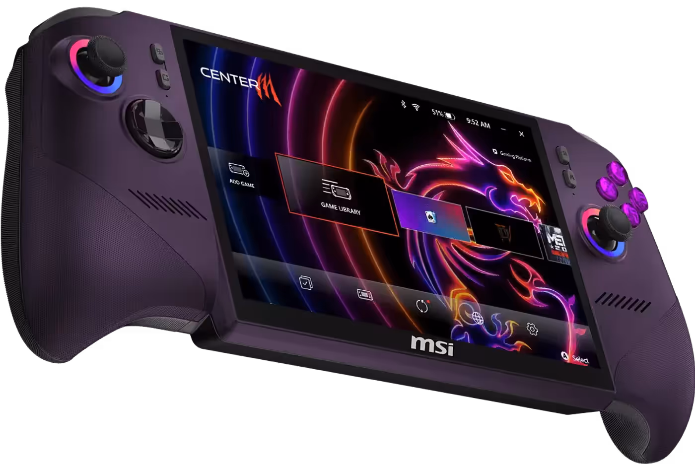 MSI Center M interface showing clean and smooth navigation