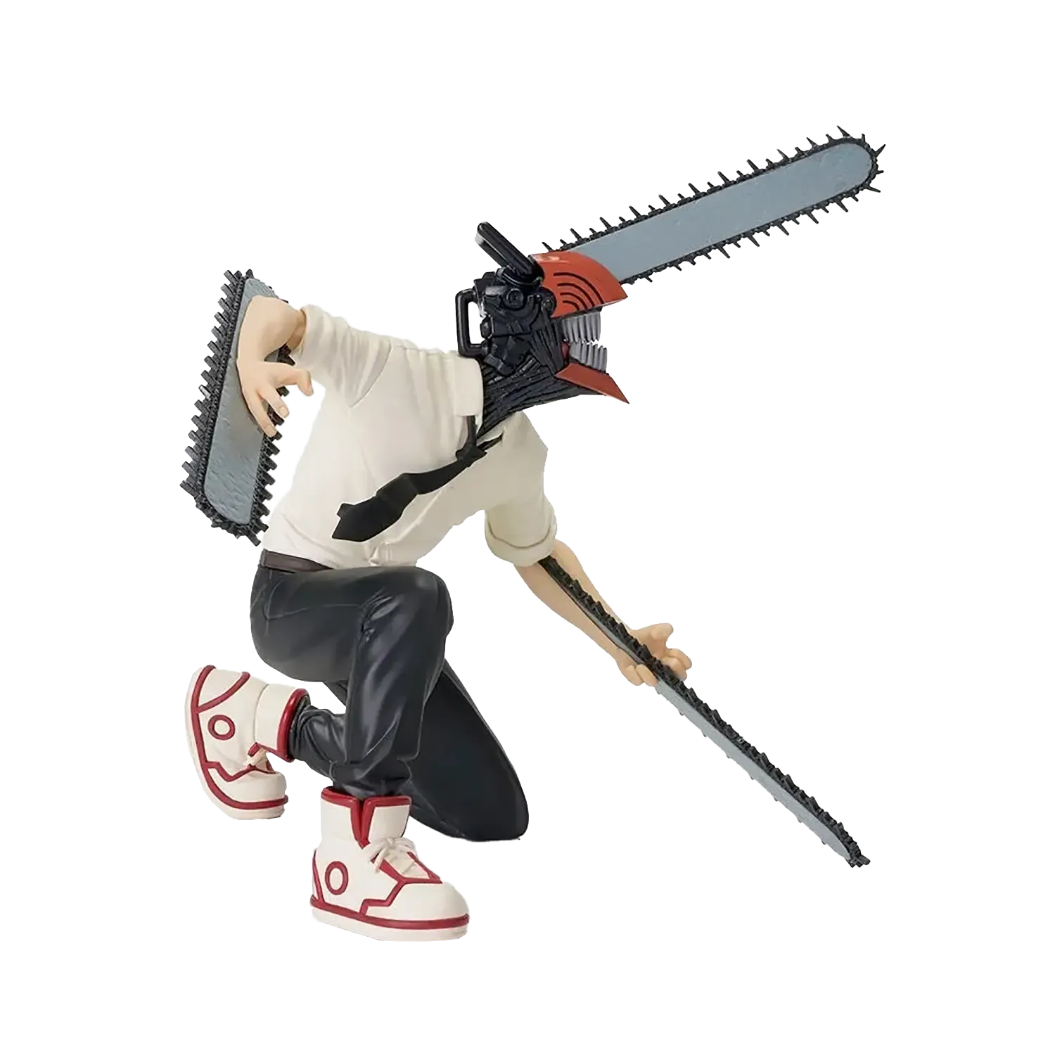 Close-up of Chainsaw Man Action Figure Showing Dual Chainsaws on Arms