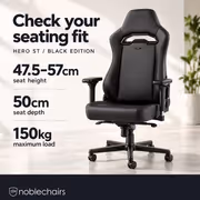 noblechairs HERO ST Gaming Chair - Black Edition, Ergonomic Comfort - image 3